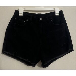 Aerie Daydream Black Distressed Jean Shorts Elastic Womens Medium
